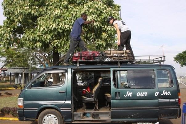 Loading the van for the journey inland