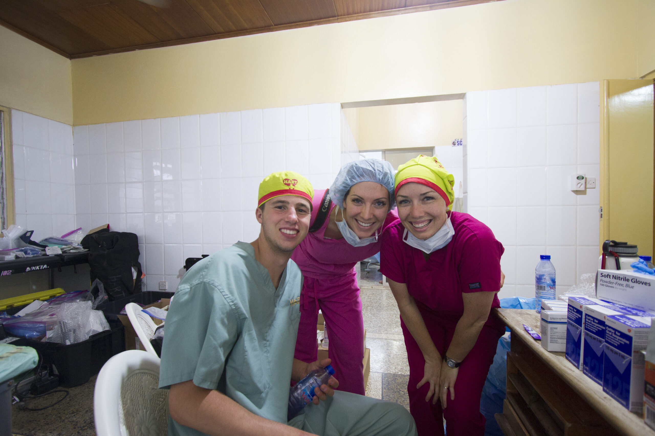 Volunteers in the supply room
